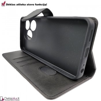 Dirbtinos odos dėklas su 4 skyreliais - juodas (Tecno Spark 10) Dirbtinos odos dėklas su 4 skyreliais - juodas (Tecno Spark 10)